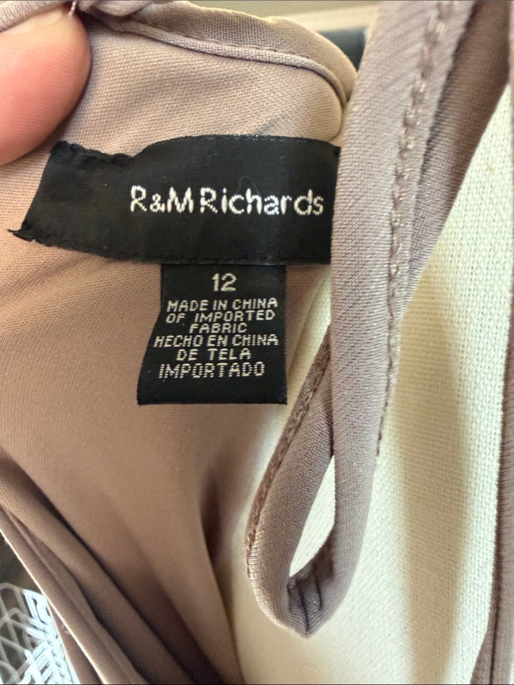 R & M Richards Taupe Halter Maxi Gown with Sequin Waistband - Picture 4 of 5